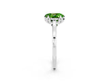 White gold Oval Cut Peridot Solitaire Ring with Flower Prong Setting and Classic Band_26