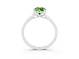 White gold Oval Cut Peridot Solitaire Ring with Flower Prong Setting and Classic Band_27