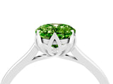 White gold Oval Cut Peridot Solitaire Ring with Flower Prong Setting and Classic Band_28