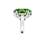 White gold Oval Cut Peridot Solitaire Ring with Flower Prong Setting and Classic Band_29