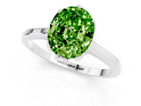White gold Oval Cut Peridot Solitaire Ring with Flower Prong Setting and Classic Band_49