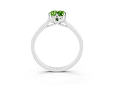 White gold Oval Cut Peridot Solitaire Ring with Flower Prong Setting and Classic Band_51
