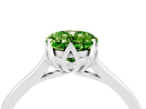 White gold Oval Cut Peridot Solitaire Ring with Flower Prong Setting and Classic Band_52