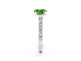 White gold Oval Cut Peridot Solitaire Ring with Pavé Accents and Four-Prong Setting_2