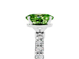 White gold Oval Cut Peridot Solitaire Ring with Pavé Accents and Four-Prong Setting_5