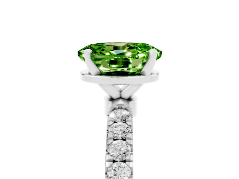 White gold Oval Cut Peridot Solitaire Ring with Pavé Accents and Four-Prong Setting_5