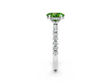 White gold Oval Cut Peridot Solitaire Ring with Pavé Band and Four-Prong Setting_26