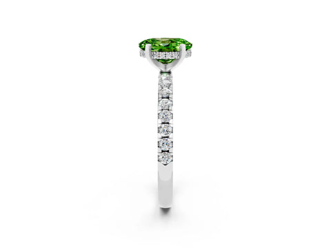 White gold Oval Cut Peridot Solitaire Ring with Pavé Band and Four-Prong Setting_26