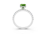White gold Oval Cut Peridot Solitaire Ring with Pavé Band and Four-Prong Setting_27