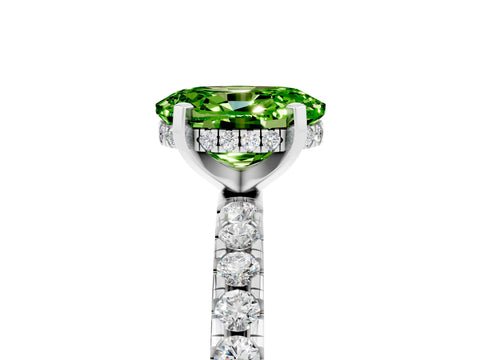 White gold Oval Cut Peridot Solitaire Ring with Pavé Band and Four-Prong Setting_29