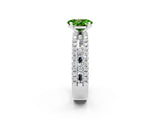 White gold Oval Cut Peridot Solitaire Ring with Pavé and Channel Set Band_2
