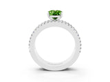 White gold Oval Cut Peridot Solitaire Ring with Pavé and Channel Set Band_3