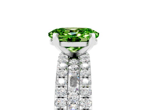 White gold Oval Cut Peridot Solitaire Ring with Pavé and Channel Set Band_5