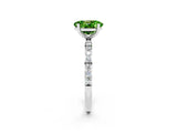 White gold Oval Cut Peridot Solitaire Ring with Pave Band and Four Prong Setting_26