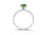 White gold Oval Cut Peridot Solitaire Ring with Round  Pavé Band and Four-Prong Setting_51