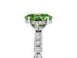 White gold Oval Cut Peridot Solitaire Ring with Round  Pavé Band and Four-Prong Setting_53