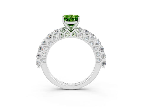 White gold Oval Cut Peridot Solitaire Ring with Shared Prong Pavé Band and Four-Prong Setting_3