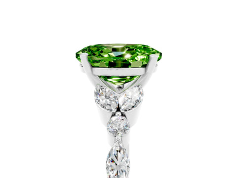 White gold Oval Cut Peridot Solitaire Ring with Side Stones and Four-Prong Setting_17