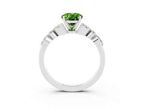 White gold Oval Cut Peridot Solitaire Ring with Side Stones and Four-Prong Setting_27