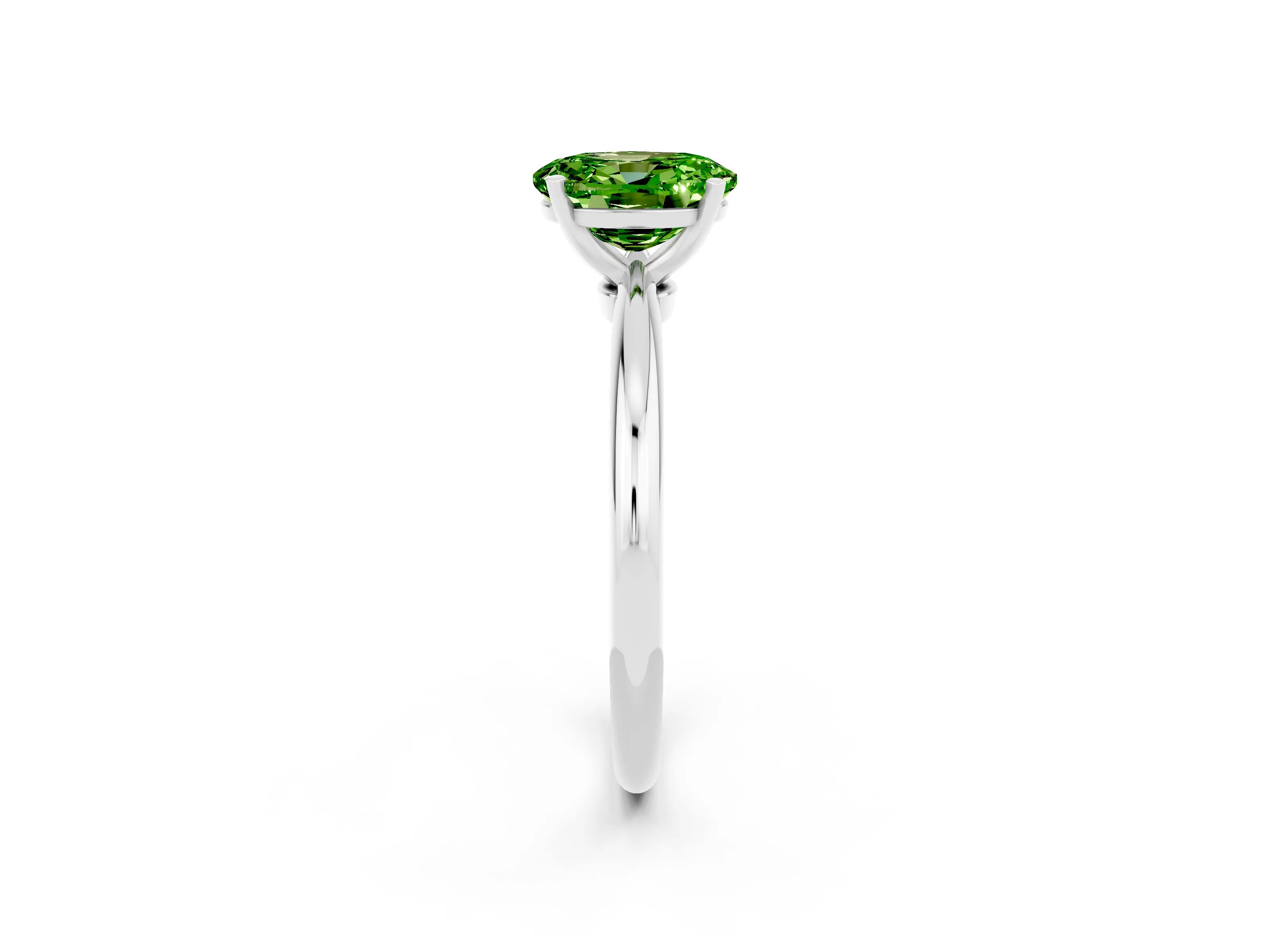 White gold Oval Cut Peridot Solitaire Ring with Six-Prong Setting and Classic Band_26