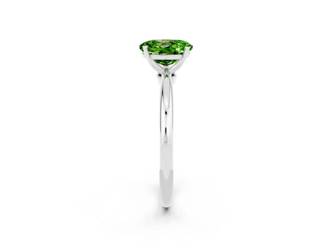 White gold Oval Cut Peridot Solitaire Ring with Six-Prong Setting and Classic Band_26