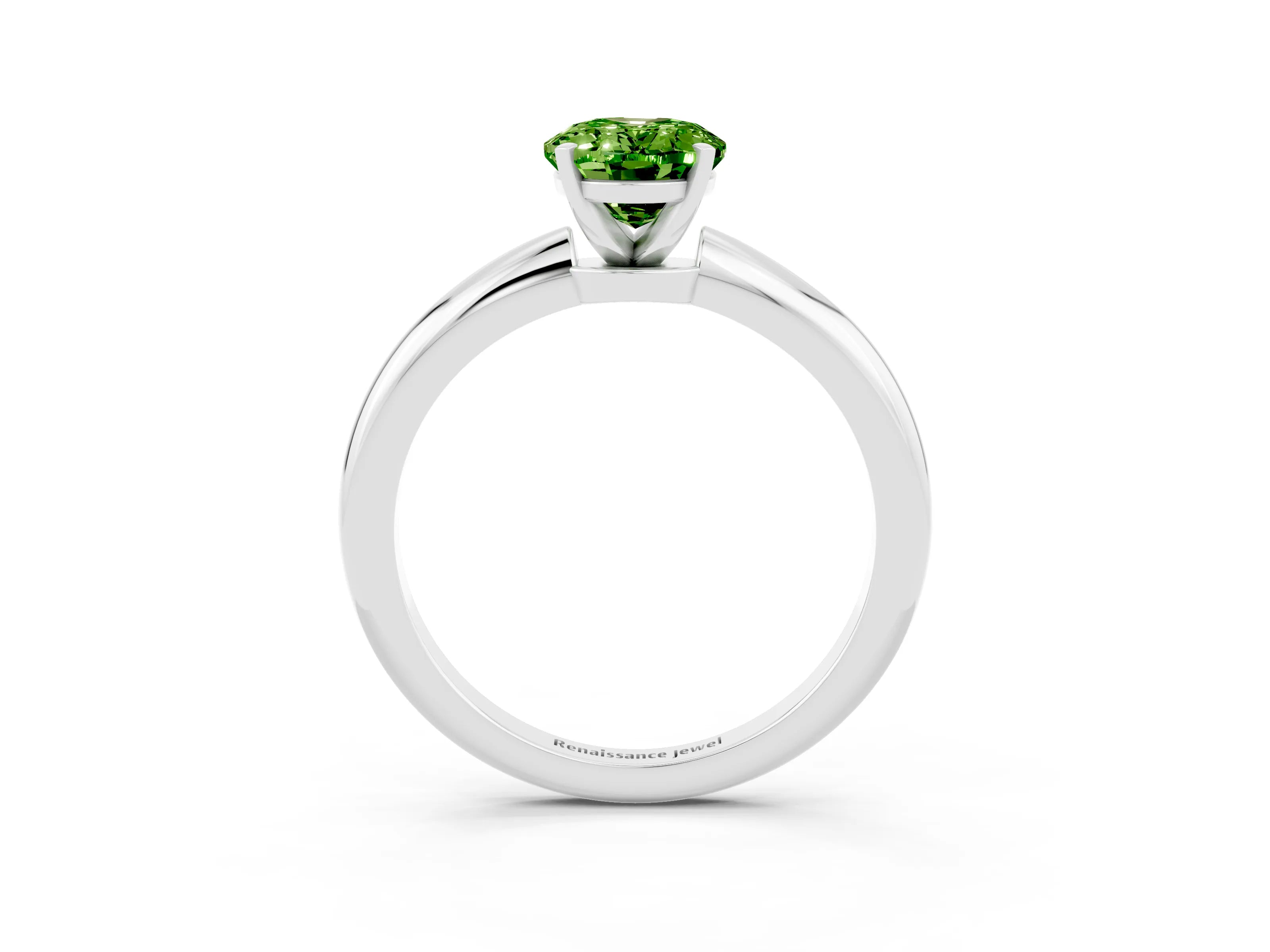 White gold Oval Cut Peridot Solitaire Ring with Six-Prong Setting and Classic Band_27