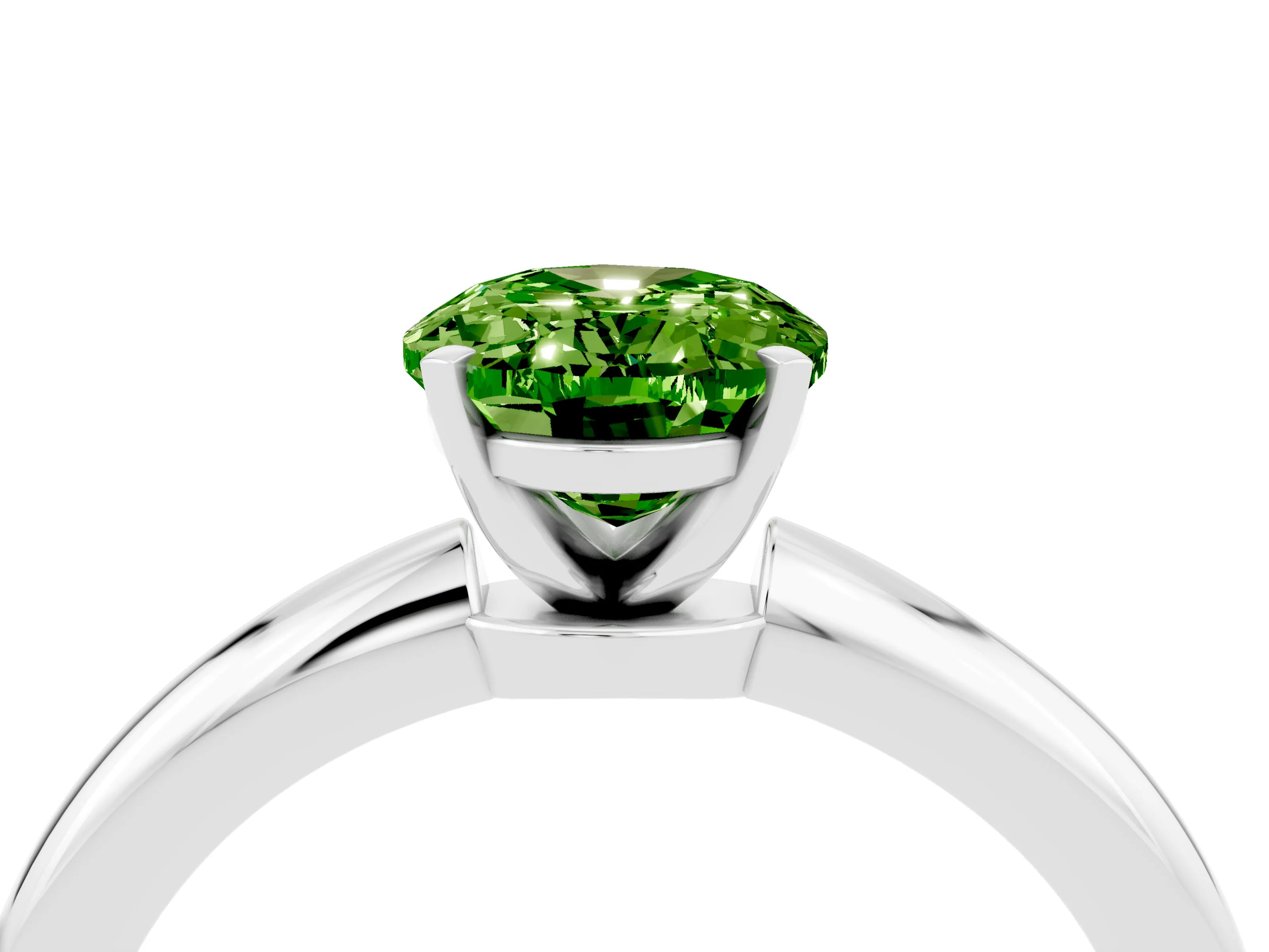 White gold Oval Cut Peridot Solitaire Ring with Six-Prong Setting and Classic Band_28