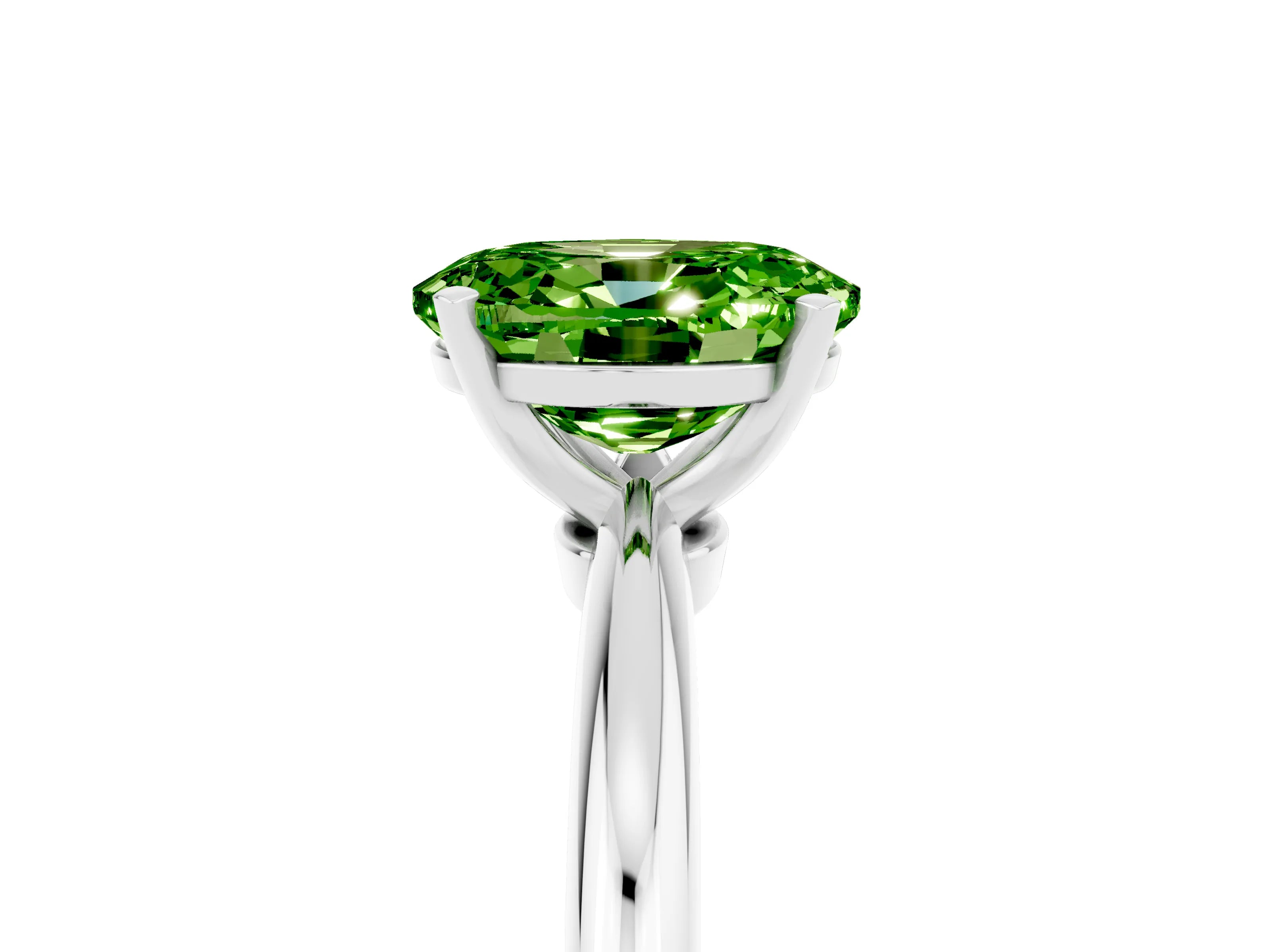 White gold Oval Cut Peridot Solitaire Ring with Six-Prong Setting and Classic Band_29