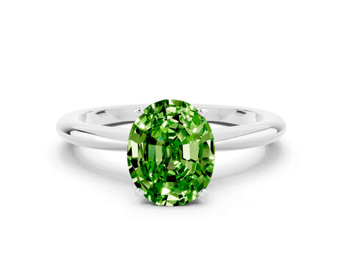 White gold Oval Cut Peridot Solitaire Ring with Six-Prong Setting and Classic Band_36