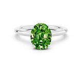 White gold Oval Cut Peridot Solitaire Ring with Thin Band and Four-Prong Setting_12