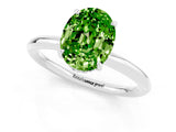 White gold Oval Cut Peridot Solitaire Ring with Thin Band and Four-Prong Setting_13