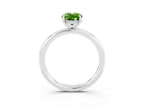 White gold Oval Cut Peridot Solitaire Ring with Thin Band and Four-Prong Setting_15