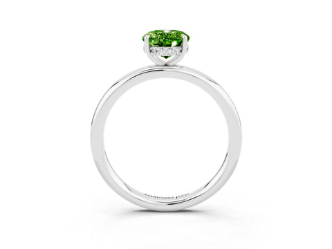 White gold Oval Cut Peridot Solitaire Ring with Thin Band and Four-Prong Setting_15