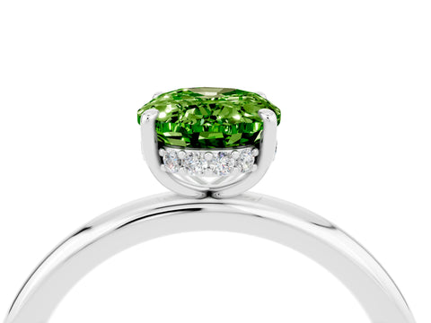 White gold Oval Cut Peridot Solitaire Ring with Thin Band and Four-Prong Setting_16
