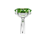 White gold Oval Cut Peridot Solitaire Ring with Thin Band and Four-Prong Setting_17