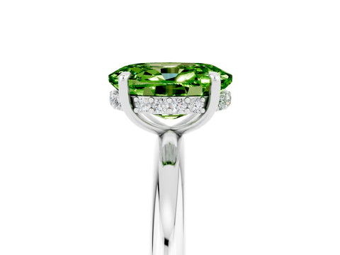 White gold Oval Cut Peridot Solitaire Ring with Thin Band and Four-Prong Setting_17