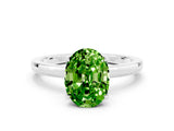 White gold Oval Cut Peridot Solitaire Ring with Thin Band and Prong Setting_12