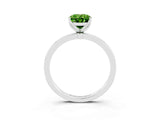 White gold Oval Cut Peridot Solitaire Ring with Thin Band and Prong Setting_15