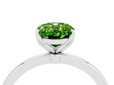 White gold Oval Cut Peridot Solitaire Ring with Thin Band and Prong Setting_16