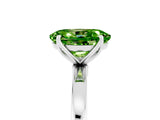White gold Oval Cut Peridot Solitaire Ring with Thin Band and Prong Setting_17