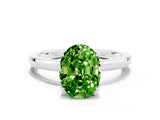 White gold Oval Cut Peridot Solitaire Ring with Thin Band and Prong Setting_36