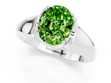 White gold Oval Cut Peridot Solitaire Ring with Wide Band and Prong Setting_1