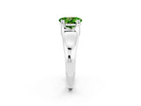 White gold Oval Cut Peridot Solitaire Ring with Wide Band and Prong Setting_2