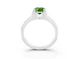 White gold Oval Cut Peridot Solitaire Ring with Wide Band and Prong Setting_3