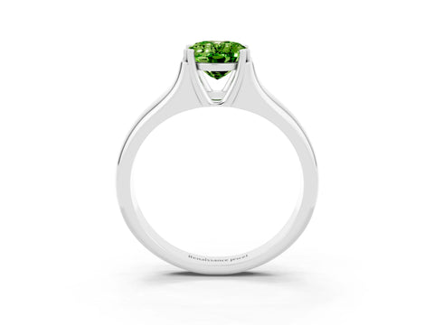 White gold Oval Cut Peridot Solitaire Ring with Wide Band and Prong Setting_3