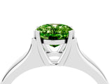 White gold Oval Cut Peridot Solitaire Ring with Wide Band and Prong Setting_4