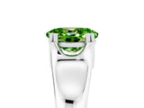 White gold Oval Cut Peridot Solitaire Ring with Wide Band and Prong Setting_5