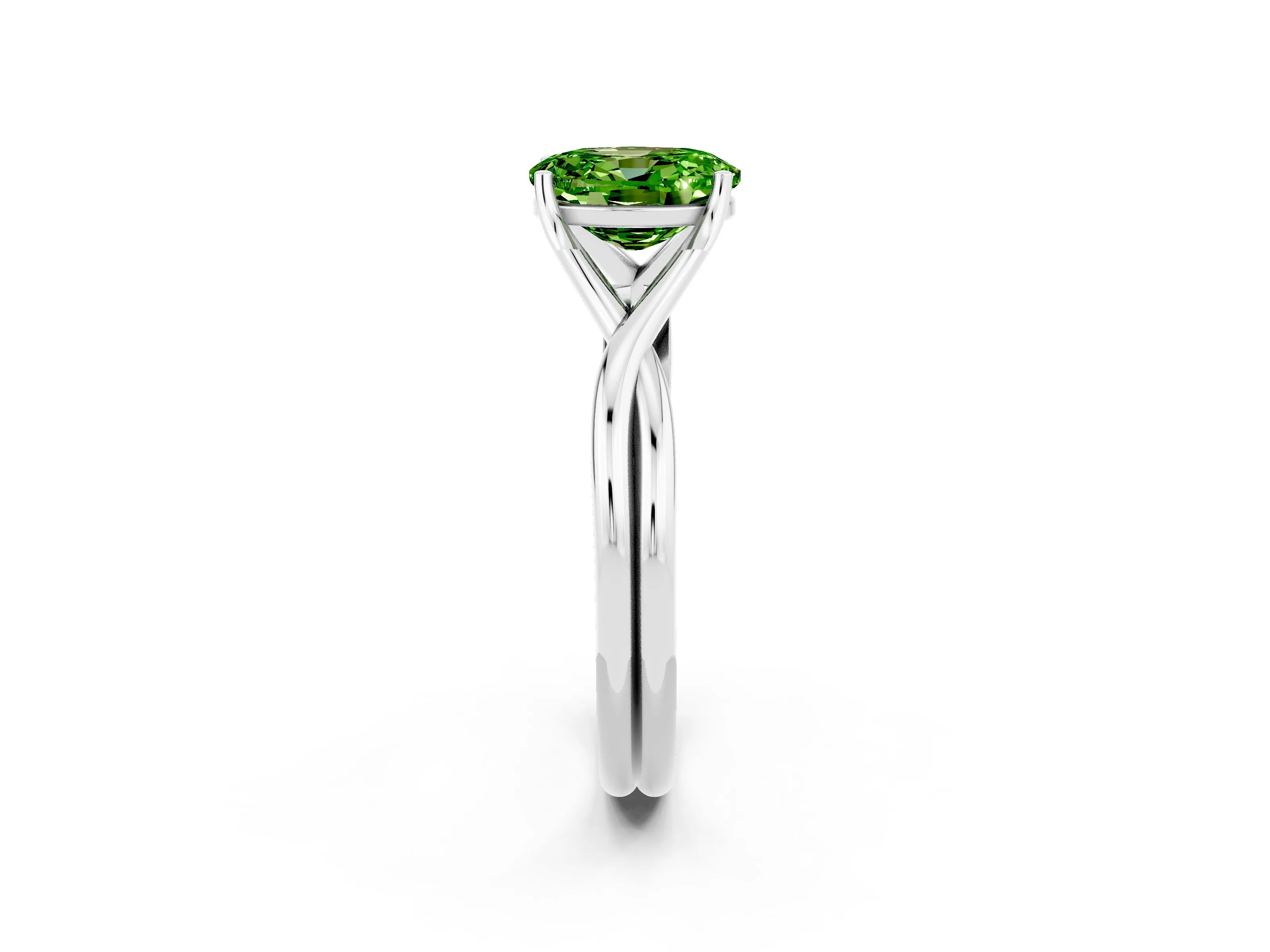 White gold Oval Cut Peridot Solitaire Twist Band Prong Setting Ring_38