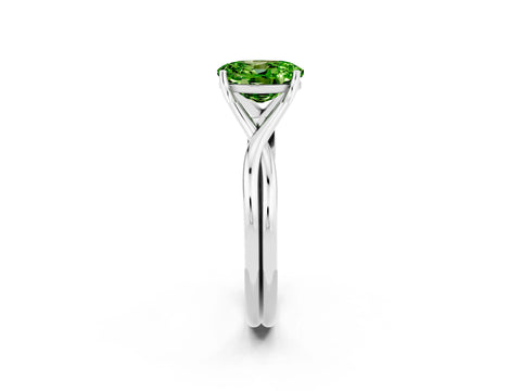 White gold Oval Cut Peridot Solitaire Twist Band Prong Setting Ring_38