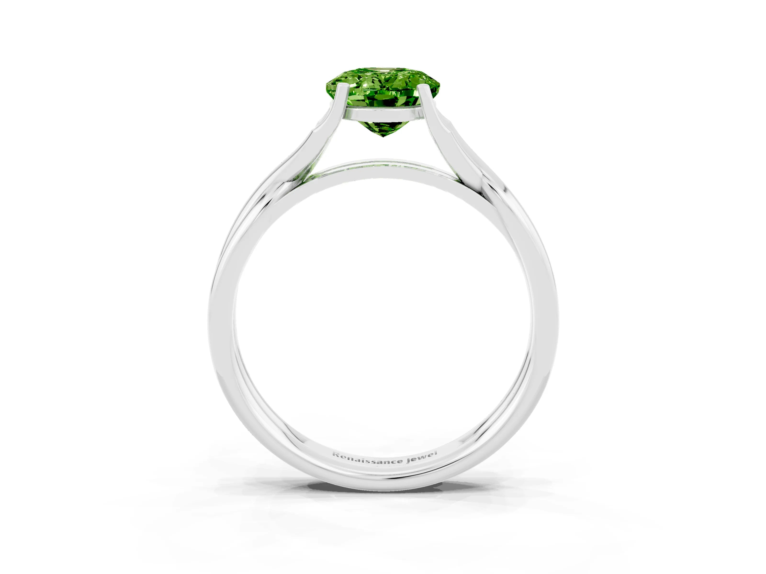 White gold Oval Cut Peridot Solitaire Twist Band Prong Setting Ring_39